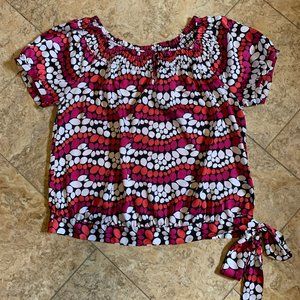 Short-sleeve Gathered Hem Women's Large Shirt